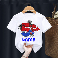 T-shirt Spider-Suffolk avec nom personnalisé pour fille et garçon, vêtement d'anniversaire pour enfant de 2, 3, 4, 5, 6, 7, 8 et 9 ans 1